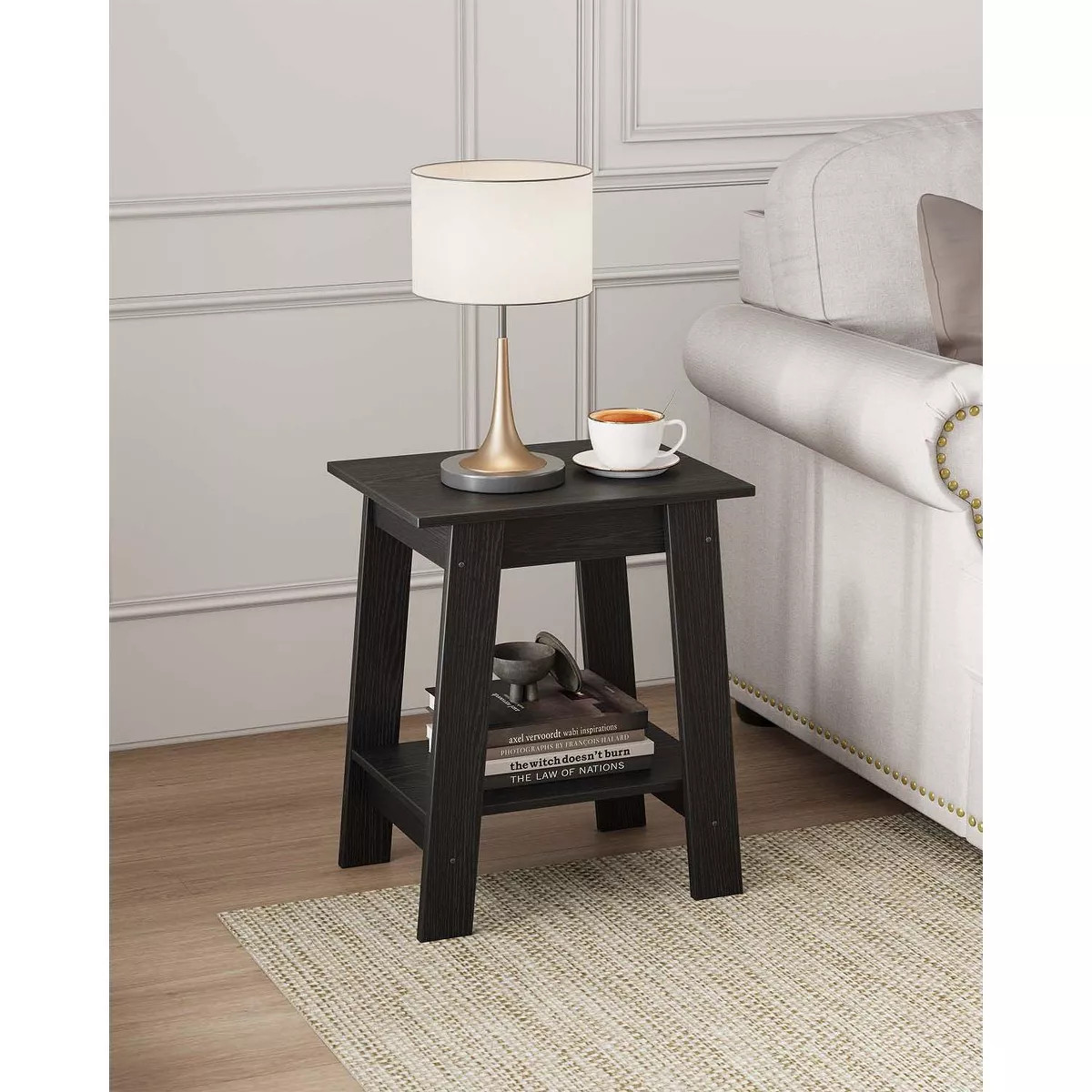 Farmhouse End Table – Rustic 2-Tier Side Table with Storage Shelf, Narrow Nightstand, Minimalis... | Target