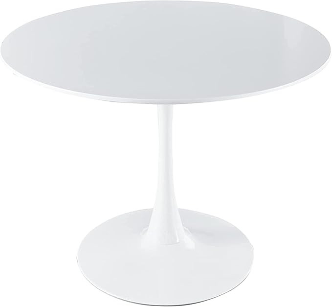 42" Round Dining Table White Tulip Table Mid-Century Dining Table with Round MDF Table Top, Pedes... | Amazon (US)
