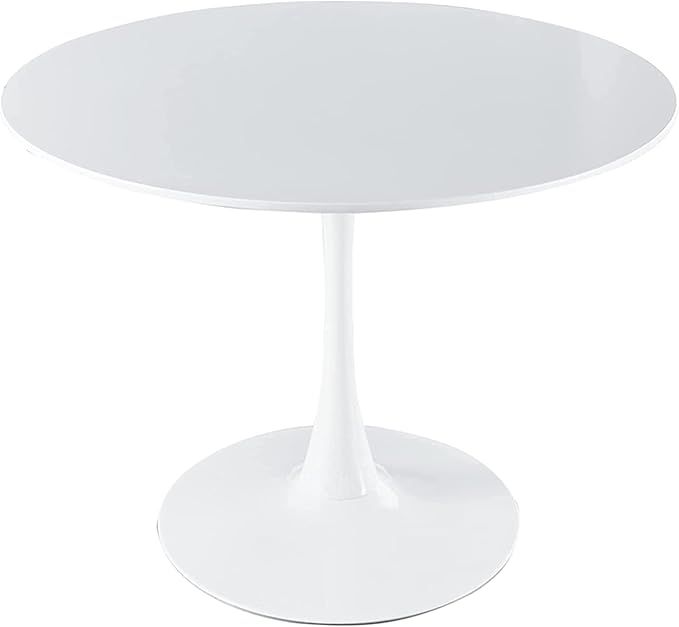 42" Round Dining Table White Tulip Table Mid-Century Dining Table with Round MDF Table Top, Pedes... | Amazon (US)
