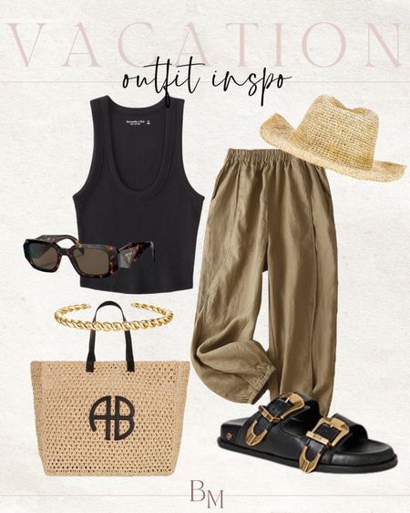 Vacation outfit Inspo, slides, casual pants #amazonfinds #vacationstyle 

#LTKstyletip #LTKtravel #LTKshoecrush