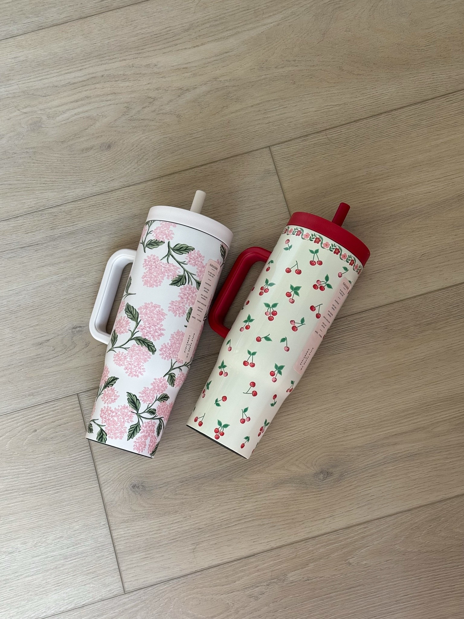 The cutest everyday tumbler upgrade 🩷🍒 Obsessed with these Rifle Paper Co. x Corkcicle Leakproof Cruisers — one in the cherry print and one in the floral print. Keeps drinks cold forever, totally leakproof, and honestly just makes hydration feel prettier ✨

#LTKHome #LTKSeasonal #LTKmomlife