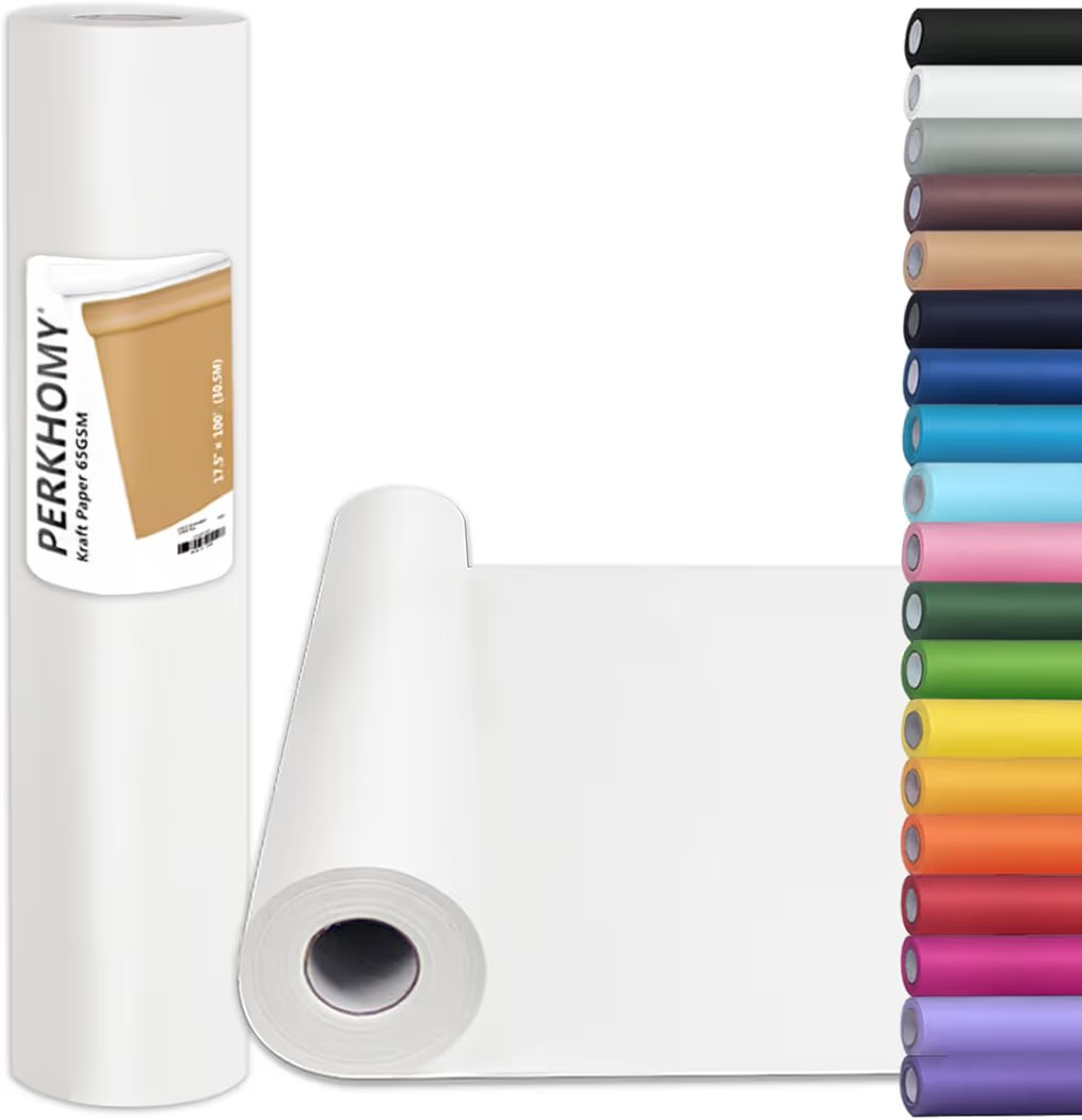 PerkHomy White Kraft Paper Roll 17.5" x 1,200" (100') for Gift Wrapping Bulletin Board Craft Art ... | Amazon (US)