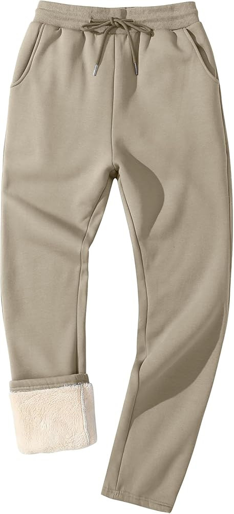 Flygo Men's Fleece Lined Sherpa Sweatpants Winter Warm Pants Jogger Lounge Athletic Pant with Poc... | Amazon (US)