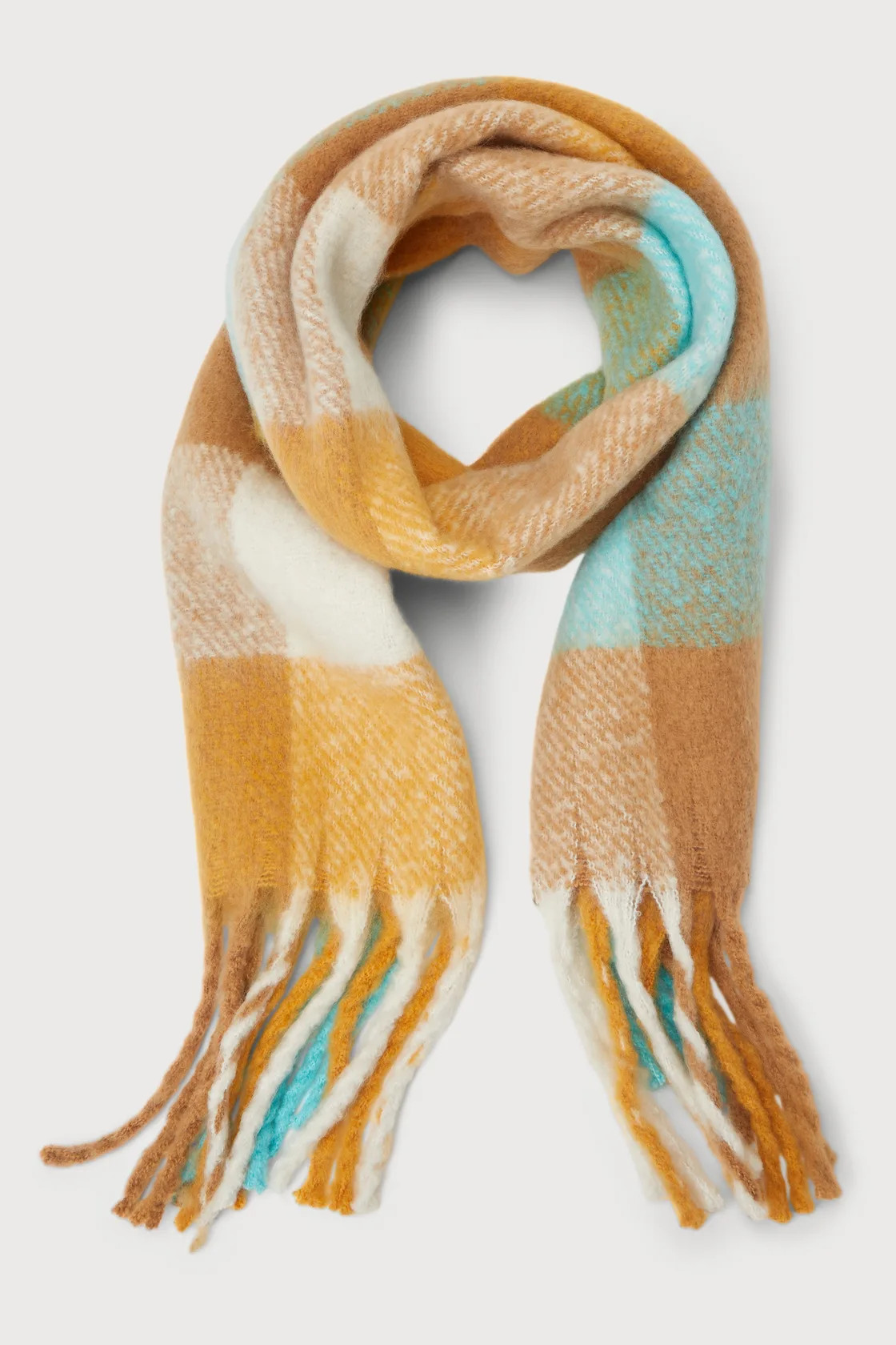 Elodie Orange Multi Plaid Fringe Oversized Scarf | Lulus (US)