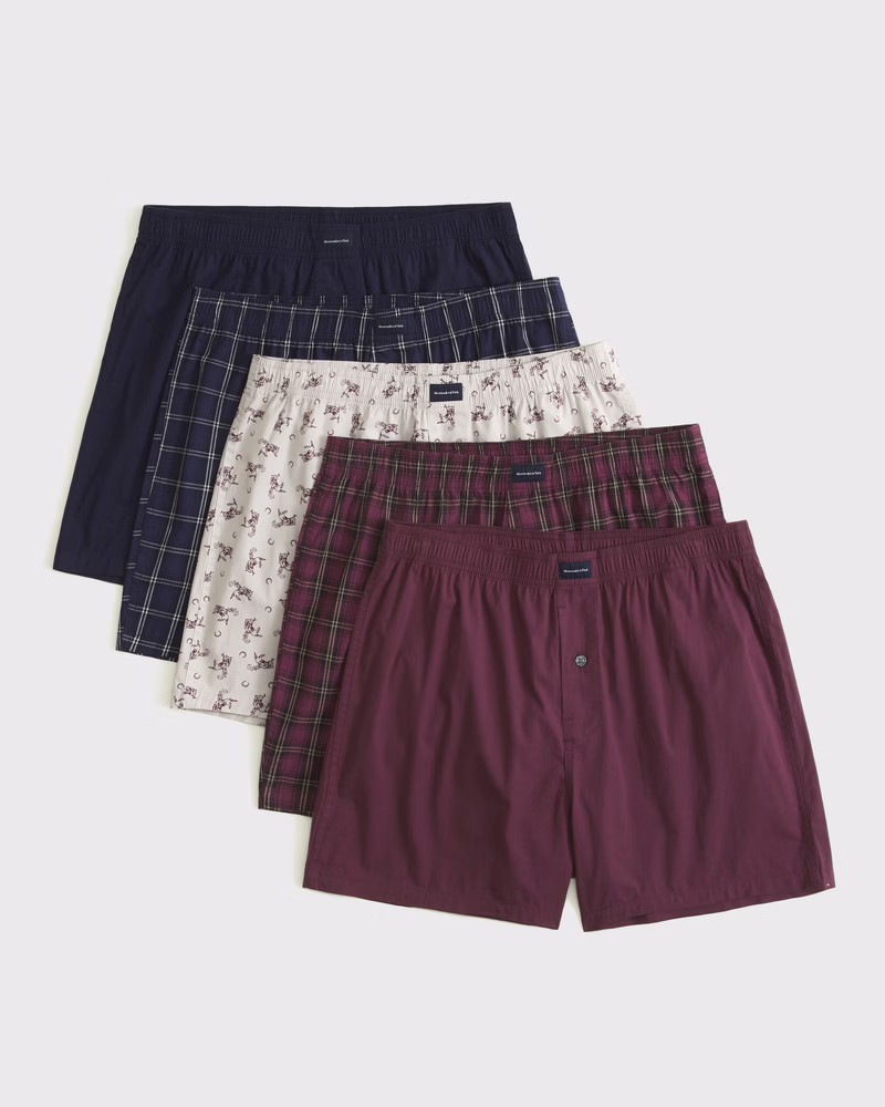 Women's 5-Pack Woven Logo Boxers | Women's New Arrivals | Abercrombie.com | Abercrombie & Fitch (US)