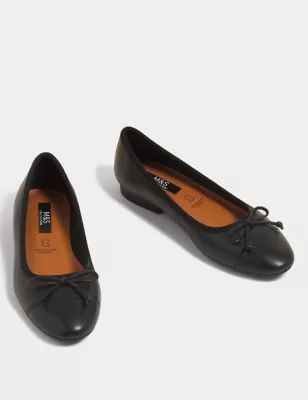 M&S Collection  Leather Bow Ballet Pumps  Product code: T024601F | Marks & Spencer (UK)