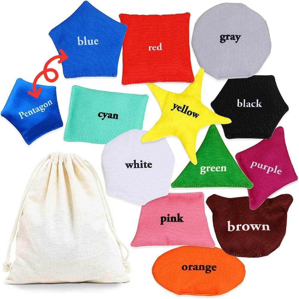 Educational Bean Bags for Toddlers, Preschool Learning Toys for Kids to Learn Shapes and Colors, ... | Amazon (US)