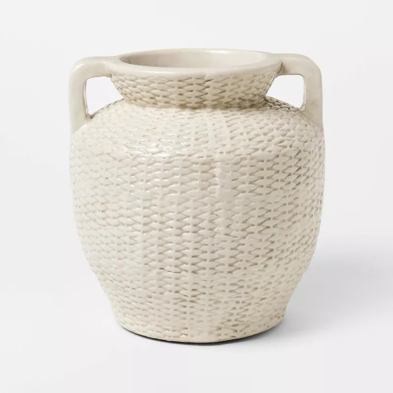 Woven Texture Ceramic Vase Cream - Threshold™ designed with Studio McGee | Target