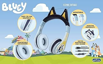 eKids Bluey Bluetooth Headphones for Kids, Wireless Headphones with Microphone Includes Aux Cord,... | Amazon (US)