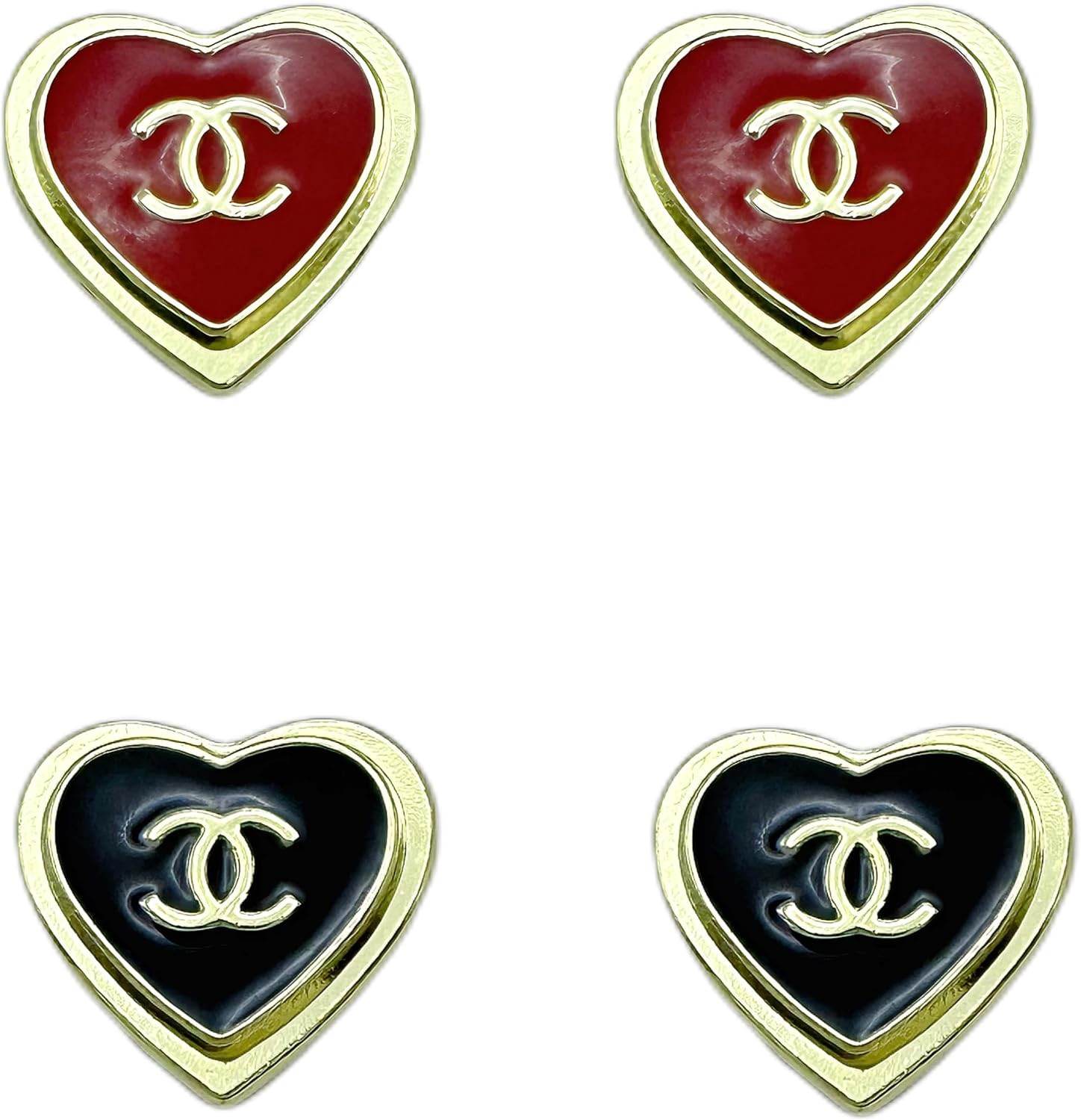 Heart Shape Stud Earrings with Logo, Gold-Tone, 2 Pairs | Amazon (US)