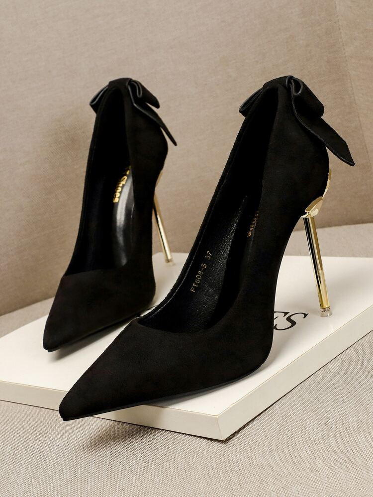 Point Toe High Heeled Suede Court Pumps | SHEIN