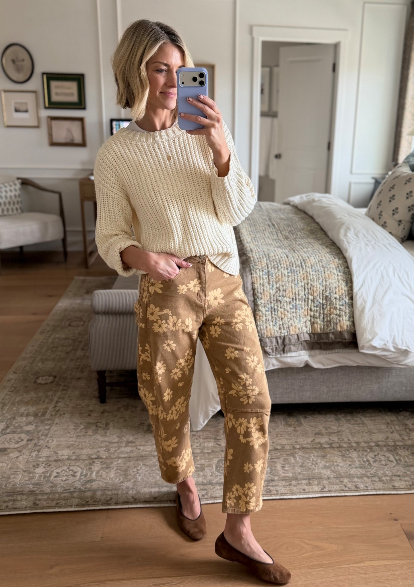 Loving these fun pants! This sweater is a staple (normal size small).

#LTKootd #LTKgrwm #LTKOver40