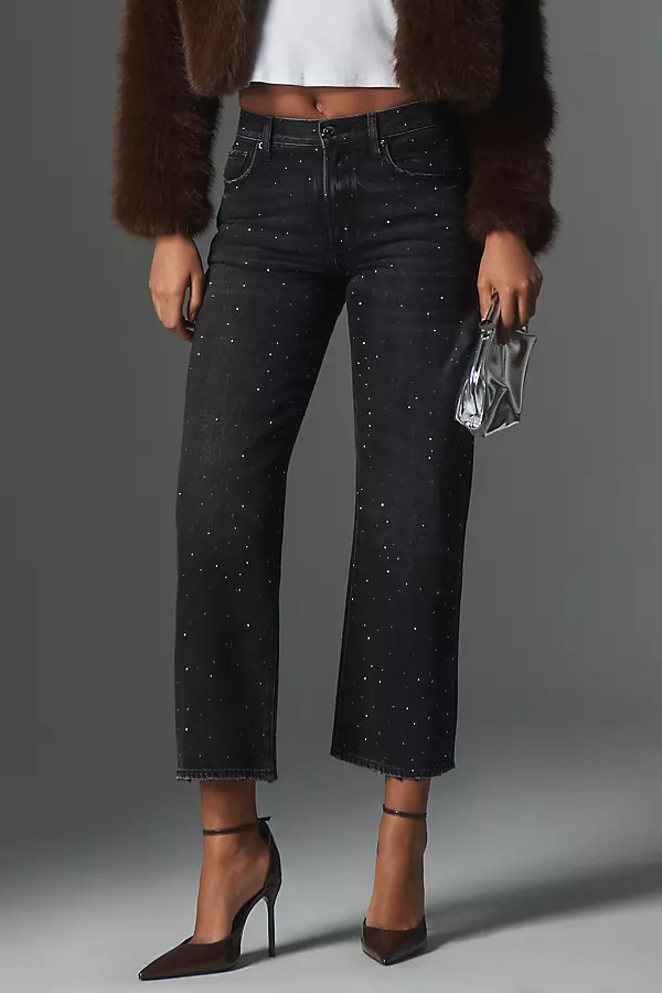 Lexi Embellished Mid-Rise Bowed Straight-Leg Jeans | Anthropologie (US)