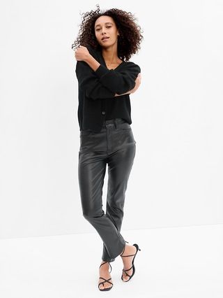 High Rise Vintage Slim Faux-Leather Pants | Gap Factory