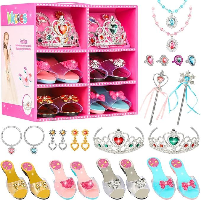 Princess Jewelry Boutique Dress Up & Elegant Shoe(4 Pairs of Girls Heels Shoes), Role Play Fashio... | Amazon (US)