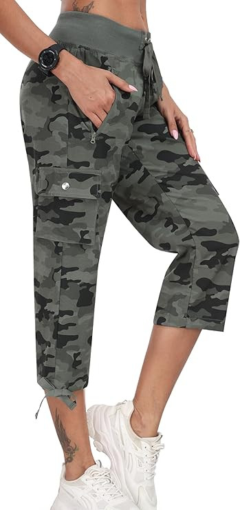 MoFiz Women's Cargo Capris Pants Loose Fit Casual Hiking Pants Lightweight Quick Dry Travel Summe... | Amazon (US)