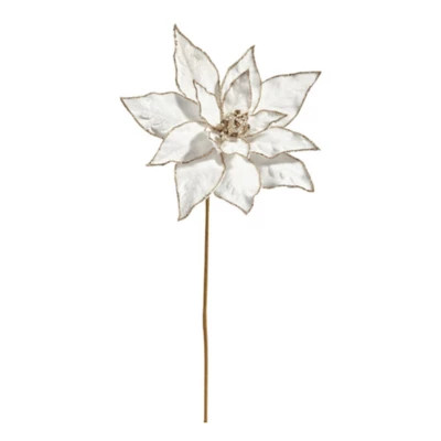 RAZ Imports 20in Gold Edged White Poinsettia Stem | Scheels