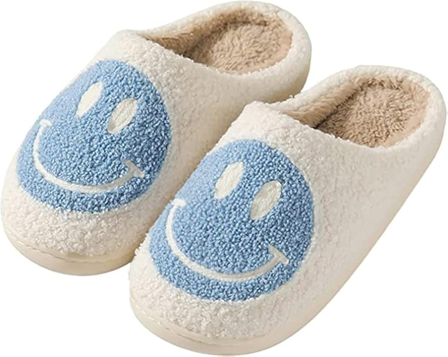 Rcuyyl Smiley Face Slippers For Women Men Non-Slip Comfy Plush Fleece Lined Keep Warm Happy Slipper  | Amazon (US)