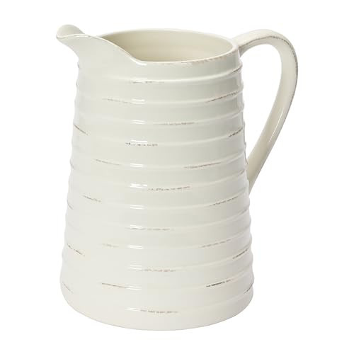 Creative Co-Op White Ceramic Pitcher | Amazon (US)