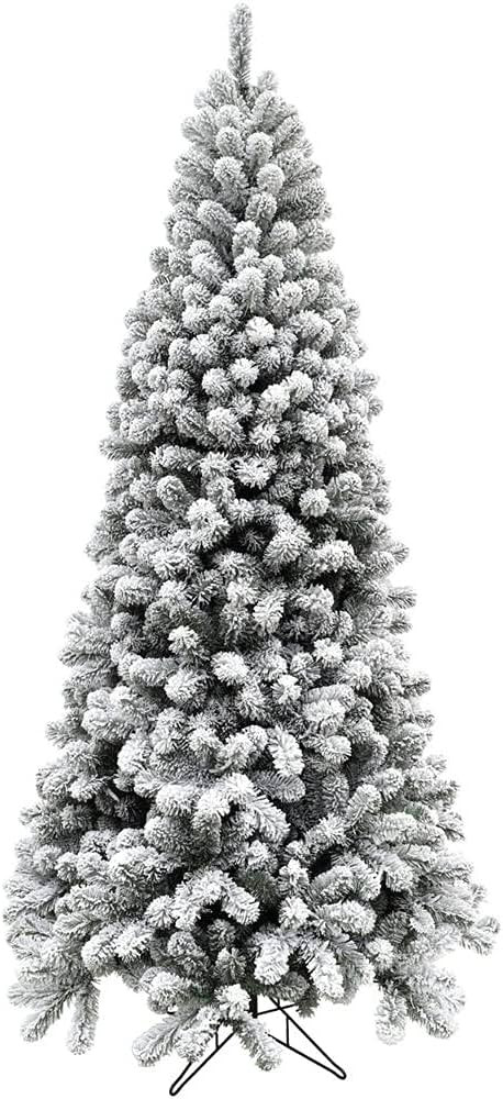 Fraser Hill Farm Silverton Fir Snowy Christmas Tree, 6.5 Feet Tall | Artificial Flocked Tree with... | Amazon (US)
