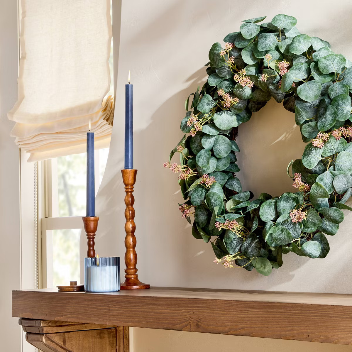 26" Eucalyptus Artificial Wreath Green - Hearth & Hand™ with Magnolia | Target