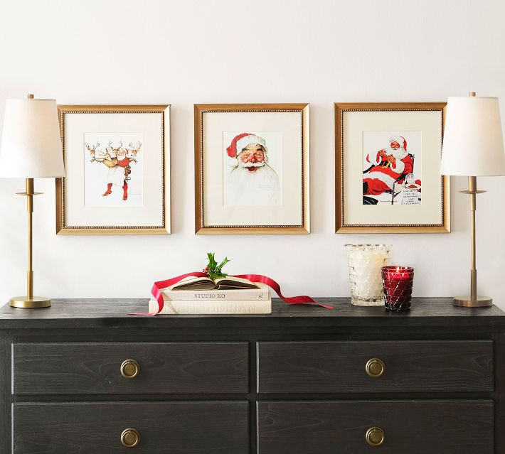 Santa's Joy Framed Print by Norman Rockwell | Pottery Barn (US)