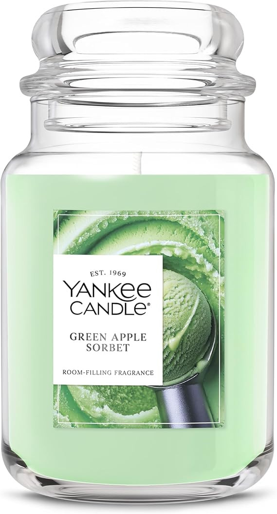 Yankee Candle Green Apple Sorbet, Scented Candle, 22oz Large Jar with up to 150 Hour Burn Time, G... | Amazon (US)