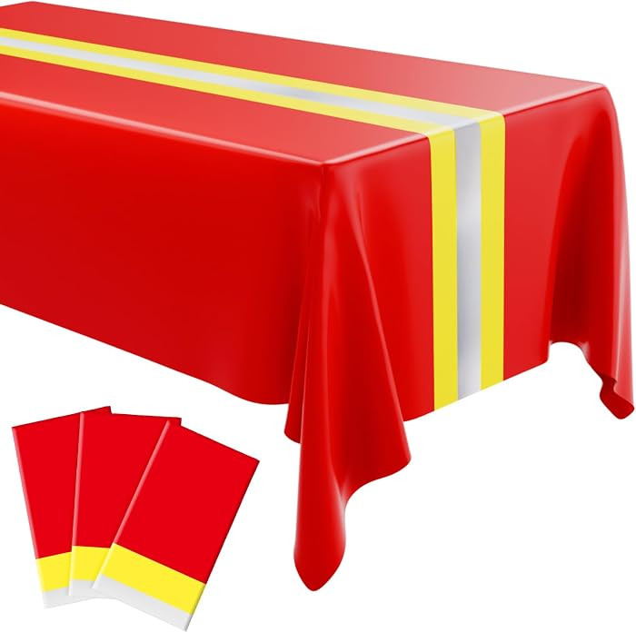 Oudain 3 Pcs Fire Fighting Tablecloth 54"x108" Table Runner Cover Disposable Plastic Rectangle Ta... | Amazon (US)