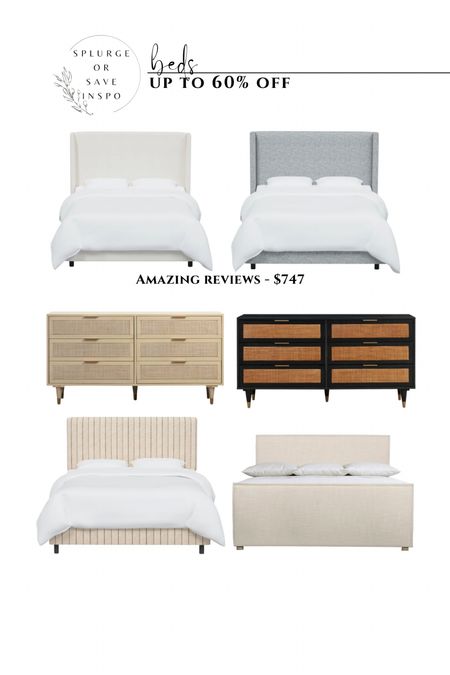 Beds. Upholstered bed. Modern bed. White bed. Gray bad. Rattan dresser. Modern dresser. Six drawer dresser. Best selling bed. Wide dresser. Wayfair end of year sale. 

#LTKsalealert #LTKhome