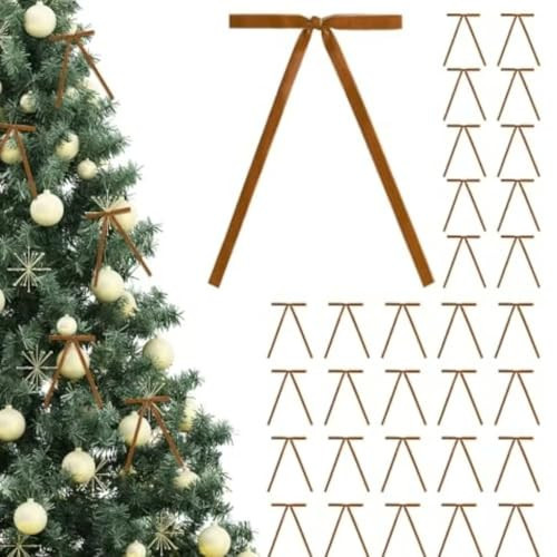 Red Velvet Bows for Christmas Tree, Burgundy Velvet Bows for Christmas Tree, Maroon Velvet Bows for Christmas Tree (1, Brown30, ONE Size) | Amazon (US)