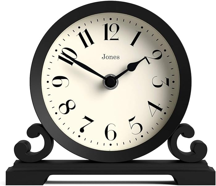 JONES CLOCKS® Saloon Mantel Clock | Traditional Double Scroll Design | Black | Contemporary Clas... | Amazon (US)