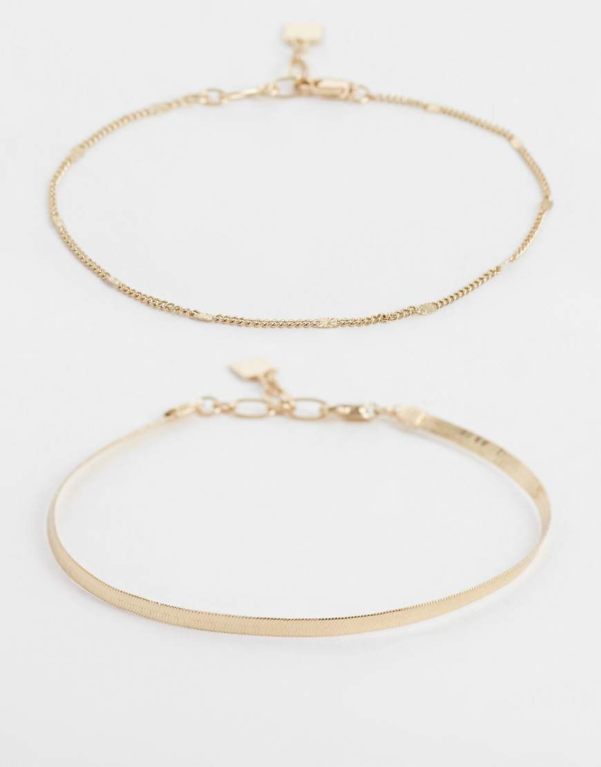 ASOS DESIGN pack of two anklets in gold tone | ASOS (Global)