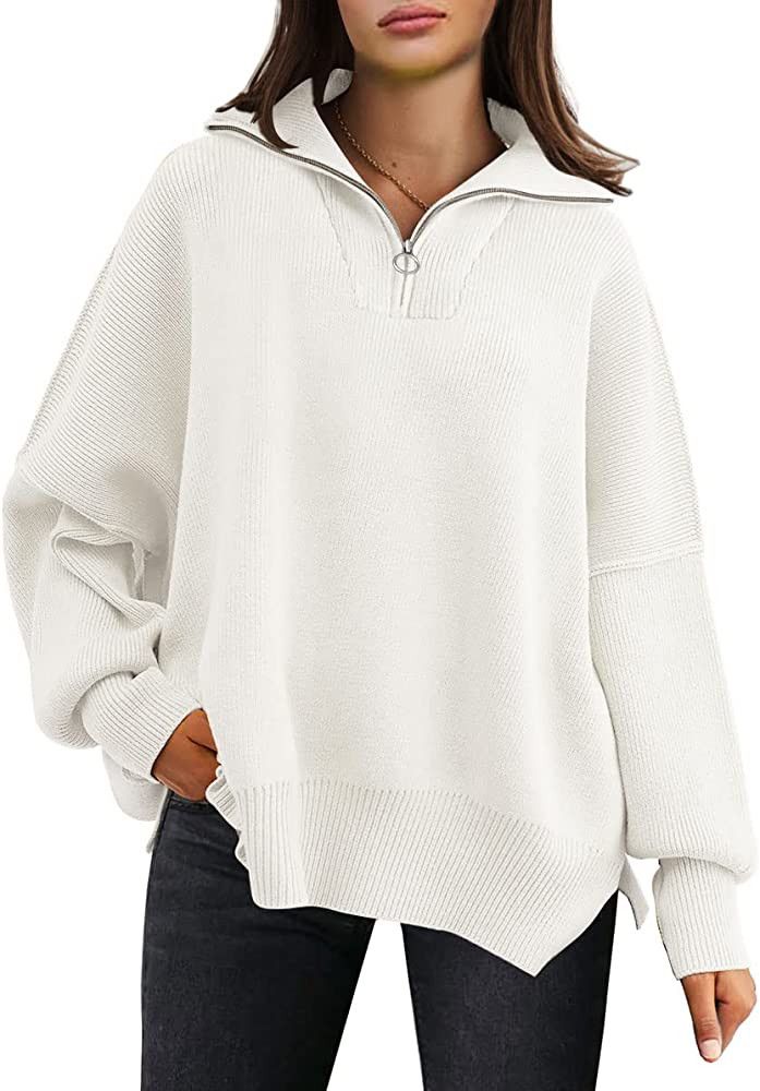 EFAN 2022 Trendy Quarter Zip Collared Sweater for Women Winter Kn... | Amazon (US)