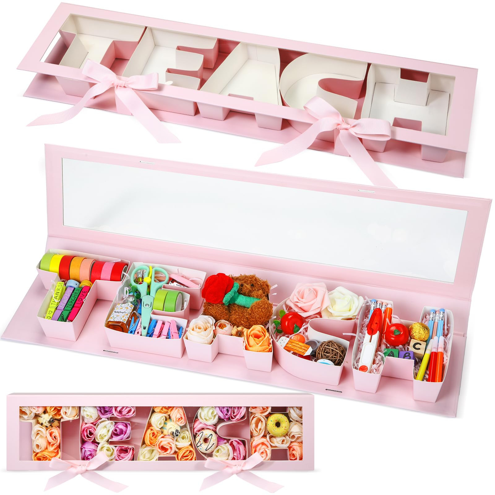 2 Pcs Teacher Appreciation Gift Boxes Thank You Teachers Empty Flower Box Teach Letter Shaped Flo... | Amazon (US)