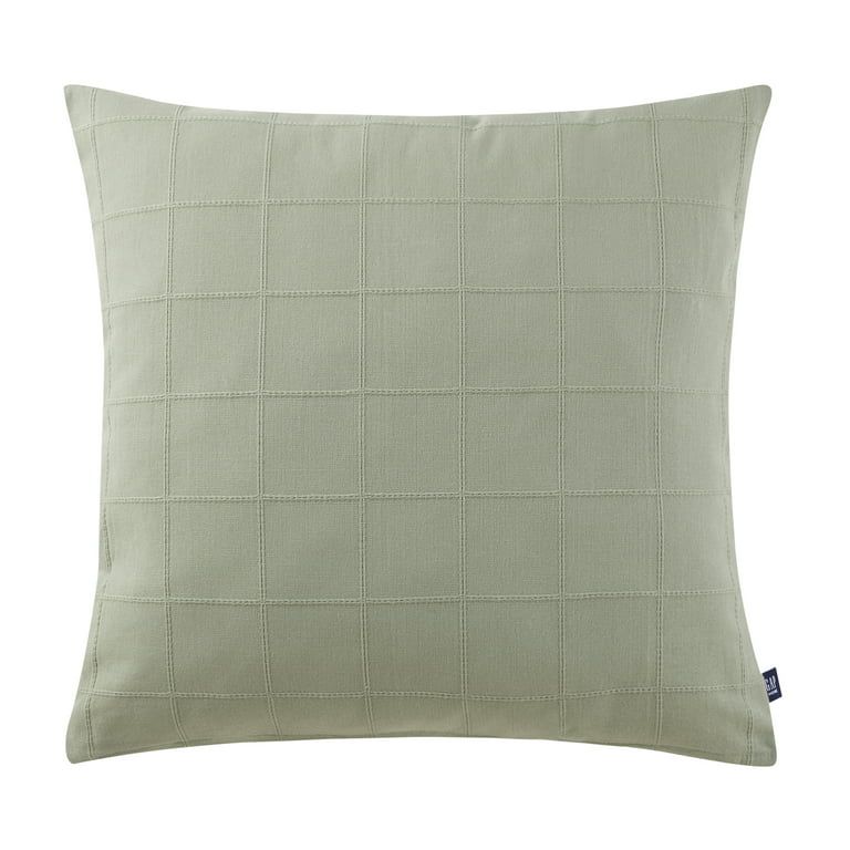 Gap Home 100% Organic Cotton Stitched Check Decorative Pillow Sage 22" x 22" | Walmart (US)