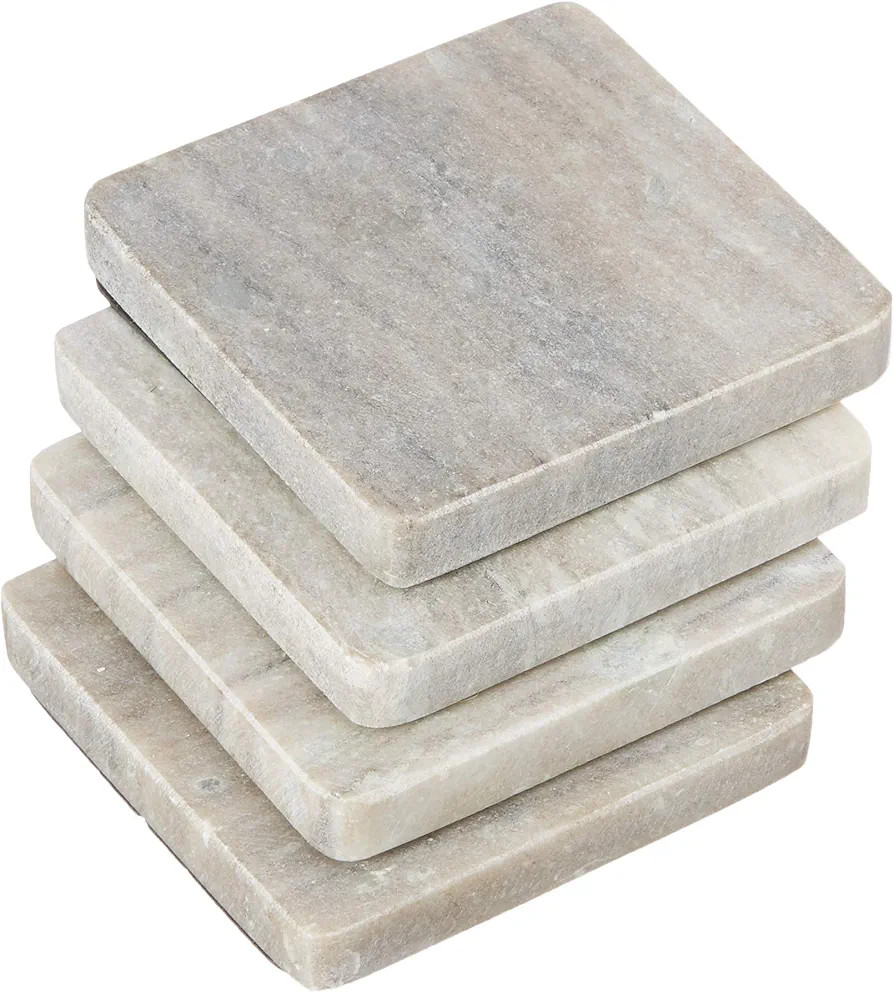 Jodhpuri Set of 4 Marble Coasters – Smooth Natural Stone Coasters with Non-Slip Padding to Prot... | Amazon (US)