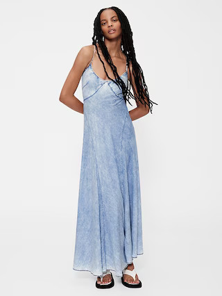 GapStudio Draped Denim Slip Maxi Dress | Gap | Gap (US)