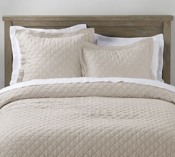 Belgian Flax Linen Diamond Quilt - Flax | Pottery Barn (US)