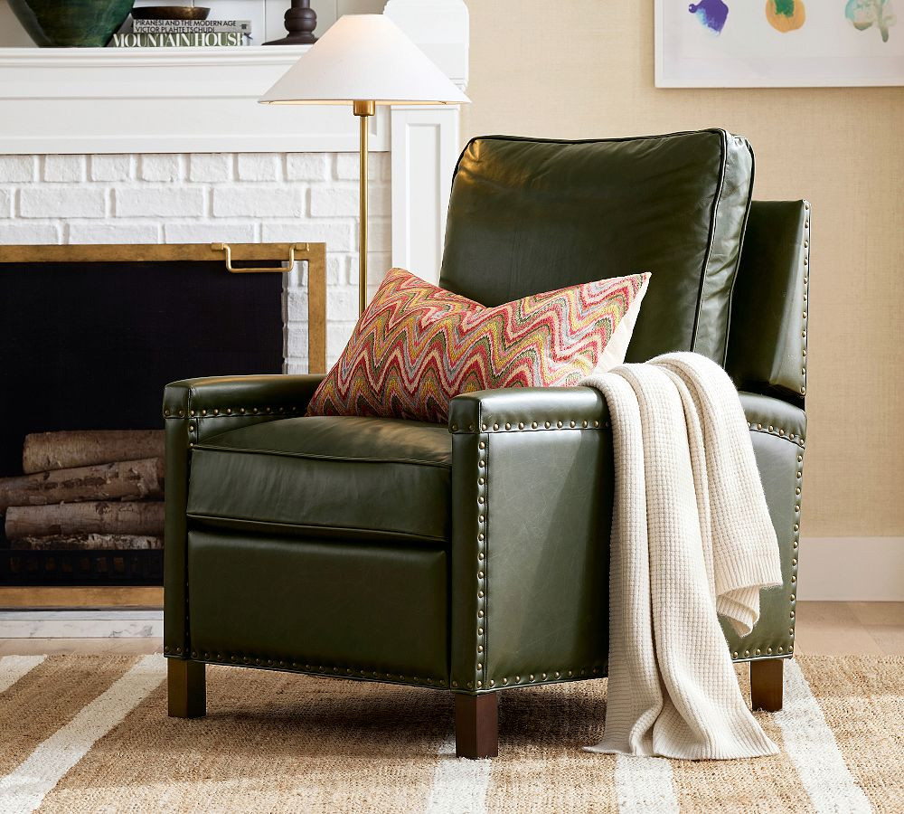 Tyler Square Arm Leather Manual &amp; Power Recliner | Pottery Barn (US)