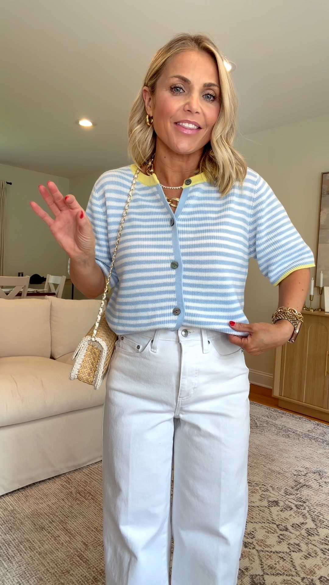 Amazon summer outfit ☀️wearing a small in the top. 

Amazon finds, Amazon fashion, spring outfits 2026, summer outfits 2026, spring styles, summer styles, matching set, floral jeans, summer tops, petite style, midsize fashion

#LTKPetite #LTKMidsize #LTKootd