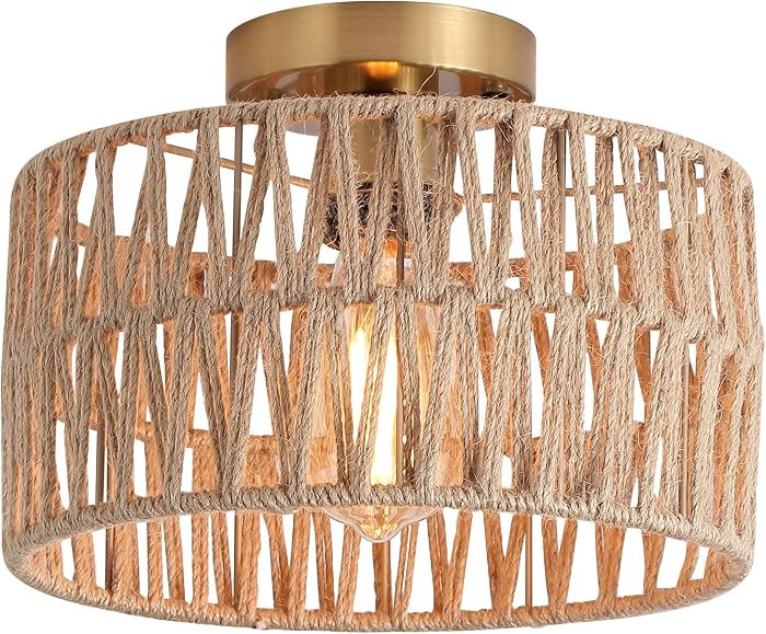 Coastal Antique Gold Flush Mount Light Fixture Rustic Boho Semi Flush Mount Ceiling Light | Amazon (US)