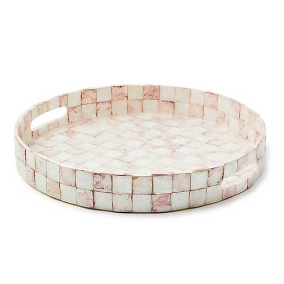 Rosy Check Capiz Round Tray | MacKenzie-Childs