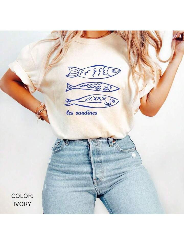 Sardines TShirt | Les Sardines Sardine Shirt | Retro Sardines TShirt | Fisherman Aesthetic T-Shirt | Fish Shirt | Sardine Gift | SHEIN