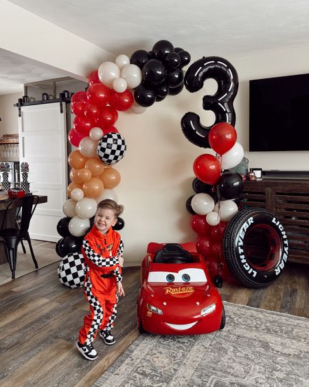 THREE YEARS OLD 🏁❤️ His race car outfit is literally so adorable for a cars themed birthday! Love it so much! Also his lightening McQueen car has been restocked! ⚡️🫶🏼

Huffy car, cars themed birthday, H&M kids, race car outfit, costume, 3 balloon, Amazon balloons, balloon arch 

#LTKkids #LTKparties #LTKfindsunder50
