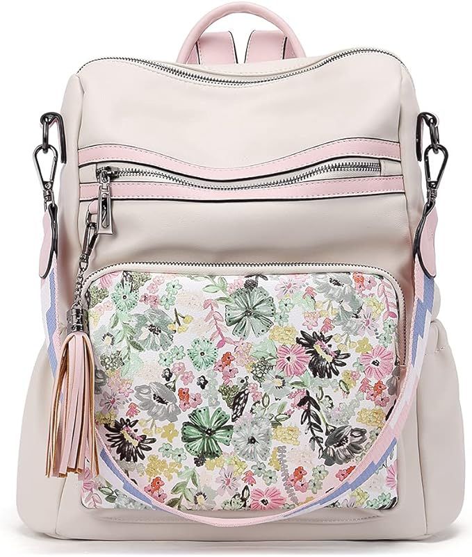 Leather Backpack Purse for Women Designer Ladies Large Travel Convertible Shoulder Bag | Amazon (US)