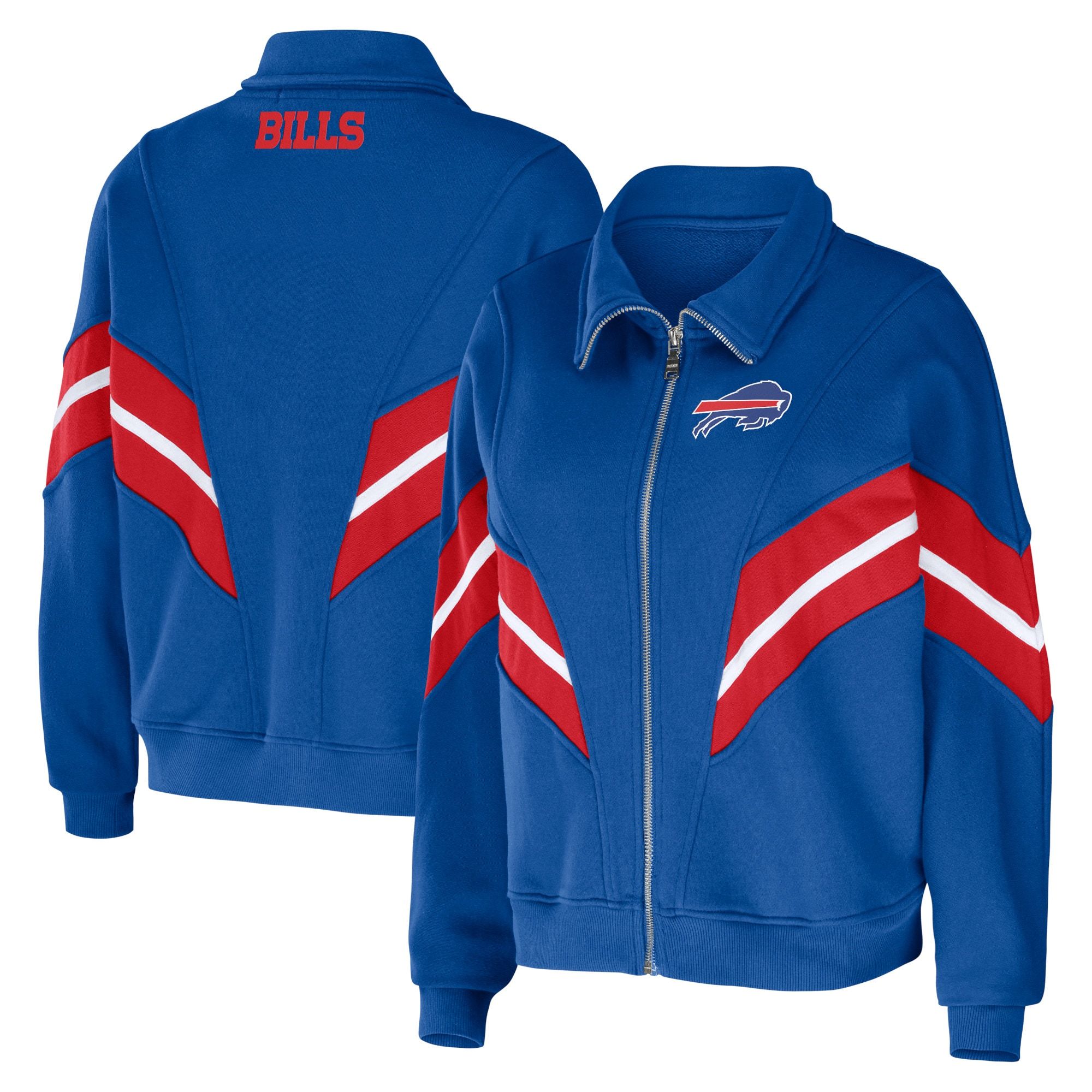 Women's Buffalo Bills WEAR by Erin Andrews Royal Plus Size Yarn Dye Stripe Full-Zip Jacket | NFL Shop