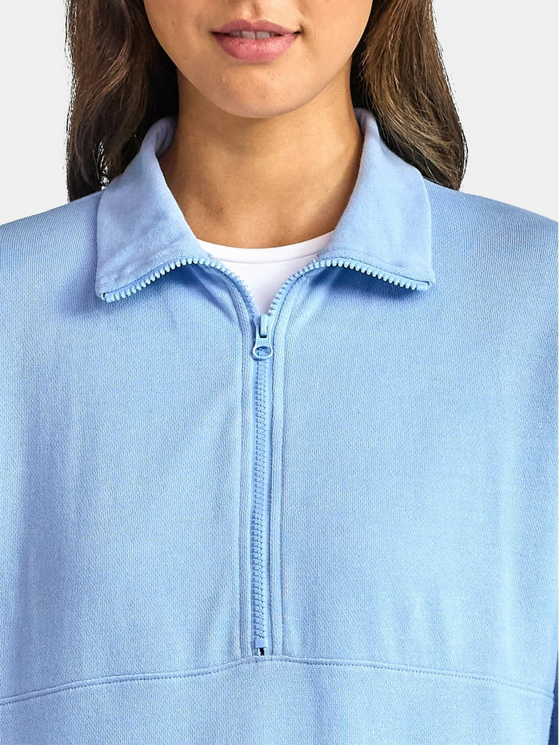 Time and Tru Women's Half Zip Fleece Sweatshirt, Sizes XS-XXXL | Walmart (US)