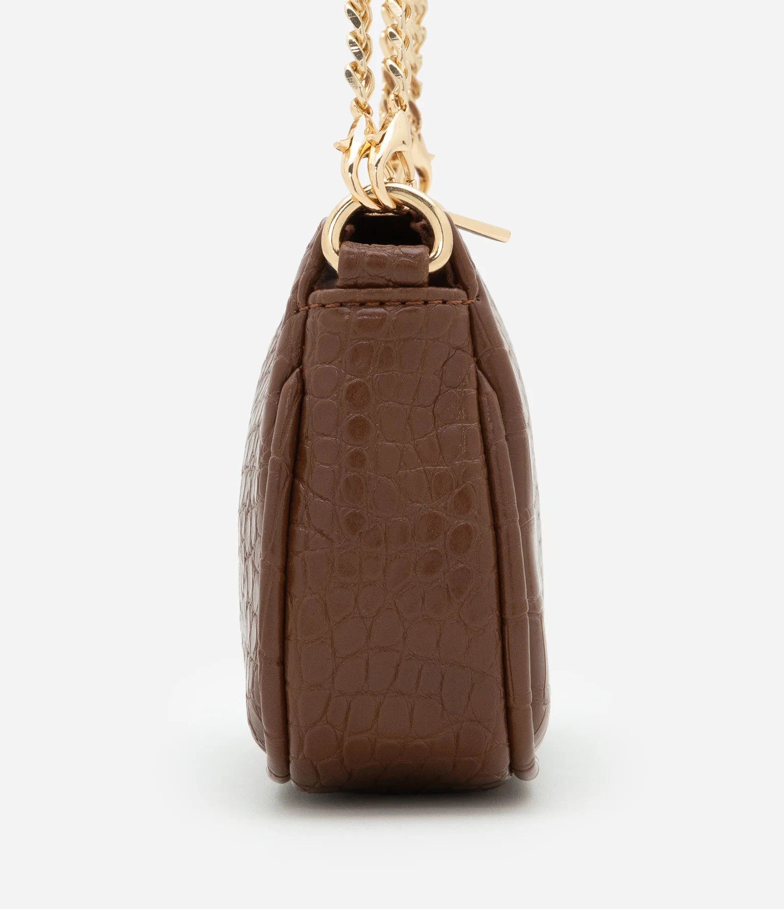 Bolsa Baguete Pequena em PU com Textura Croro com Alça Curta Marrom - Lojas Renner | Renner (BR)