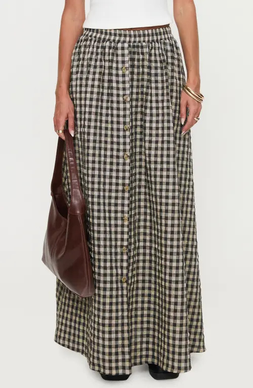 Princess Polly Cartmel Check Maxi Skirt in Black /Cream at Nordstrom, Size 0 | Nordstrom