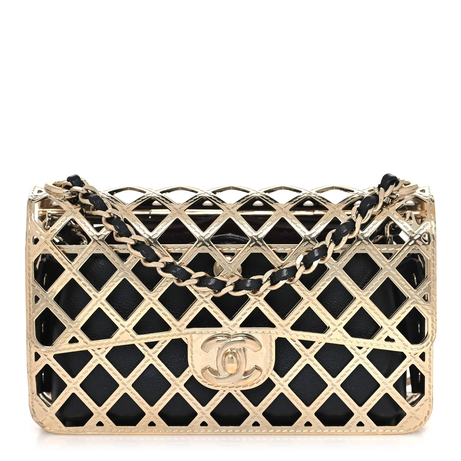 Metal Quilted Mini Rectangular Flap Gold | FASHIONPHILE (US)